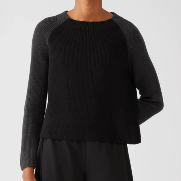 SOLD 💟 Eileen Fisher Merino Rib Box-Top Knit Regenerative Wool Sweater Size XS - Picture 1 of 12